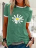 Women Floral Print Short Sleeve Round Neck T-shirt Top