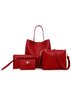 Simple Casual Work 4PCS Set PU Magnetic Closure Crossbody Bag Tote Clutch Purse Shoulder Handbag