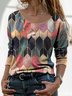 Casual Geometric Printed Long Sleeves Shirt & Top