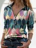 Women Casual Multicolor Long Sleeve Shirt