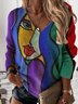 V Neck People Long Sleeve Top