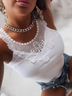 Sleeveless Lace Casual Plain Tank & Cami