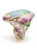 Vintage Crystal Enamel Opal Painted Rhinestone Floral Party Wedding Vacation Ring