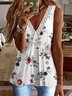 Floral Sleeveless V neck Casual Knit Tank