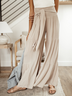 Simple and casual slack loose lace-up trousers