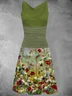 A-Line Casual Sleeveless Floral Knitting Dress
