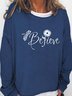 Women Dragonfly Floral Letters Casual Sweatshirt