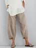 Women Solid Casual Linen Cotton Pants