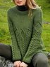 Women Casual Plain Autumn Daily Long sleeve Crew Neck Regular H-Line Regular Size Sweater