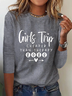 Women Casual Text Letters Autumn Daily Standard Long sleeve Regular H-Line Regular T-shirt