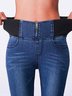 Casual Plain Autumn Daily Tight Standard Denim Long H-Line Jeans for Women