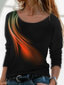 Casual Abstract Autumn Daily Loose Jersey Regular Regular Regular Size T-shirt for Women