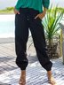 Casual Plain Autumn Polyester Natural No Elasticity Long Ankle Banded Pants H-Line Casual Pants for Women