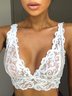 Women Sexy Plain All Season V neck Holiday Lace 3/4 Cup Gallus Bra Wirefree Bra
