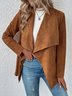 Halloween Plain Casual Loose Suede H-Line Long Sleeve Coat