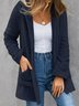 Plain Long Sleeve Hoodie Pockets Casual Plush Coat