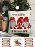 Christmas Pillowcase Red Striped Elf Faceless Old Man Print Festive Party Cushion Cover Xmas Cushion Cover
