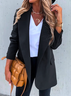Casual Plain Autumn Natural Micro-Elasticity Daily Long sleeve Lapel Collar H-Line Blazer for Women