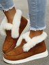 Women Casual Color Block Winter Faux Suede Slip On Split Joint Furry Snow Boots