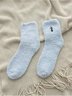 Casual Solid Color Cat Embroidered Pattern Cotton Coral Fleece Socks Home Daily Commute Accessories