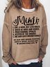 Women's Funny Word MiMi Text Letters Loose Simple Sweatshirt