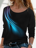 Casual Abstract Autumn Daily Loose Jersey Regular Regular Regular Size T-shirt for Women