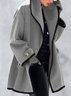 Woolen Cloth Winter Casual Plain H-Line Long Sleeve Shawl Collar Cardigan