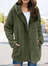 Plus Size Plain Long Sleeve Hoodie Pockets Casual Plush Coat