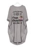 Plus Size Crew Neck Loose Text Letters Dress