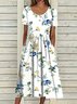 Plus Size Pockets Casual Short Sleeve Woven Dress
