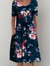 Casual Crew Neck Floral Dress