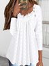 Cotton-Blend Casual Crew Neck Top