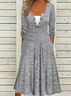 Buckle Square Neck Color-block Casual Dress