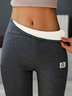 Casual Fleece Lined Leggings Pants High Waist Athletic Pants Tummy Control Stretch Workout Yoga Leggings