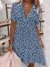 Casual Floral V Neck Dress