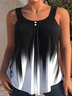 Plus Size Loose Casual Ombre Crew Neck Tank Top