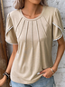 Crew Neck Casual Plain Shirt