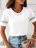 Casual Short Sleeve Crew Neck Lace Shirt