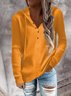 Casual V Neck Plain Shirt & Top