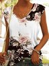 V Neck Casual Jersey Floral Printed Tank Top