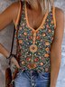 Ethnic V Neck Regular Fit Casual Tank Top