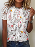 Lace Crew Neck Floral Casual Shirt