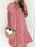Plus Size V Neck Floral Vacation Loose Dress