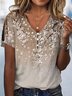 Loose Floral V Neck Casual Shirt