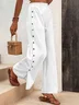 Cotton Casual Plain Buckle Pants