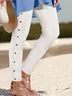 Buckle Plain Regular Fit Casual Leggings