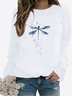 Breathable Cotton Dragonfly Logo Casual Crew Neck H-Line Long Sleeve Sweatshirt