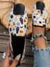 Women's Halloween Horror Pumpkin Skull Print Slip-on Shoes