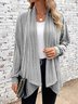 Wrap Loose Plain Casual H-Line Rib Fabric Long Sleeve Kimono