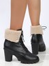 Fashionable Cuffed Chunky Heel Boots